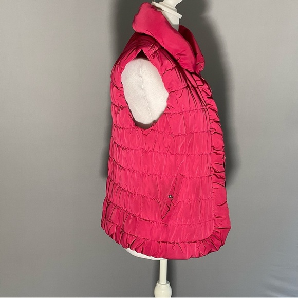 Tribal Barbie Core Sm Pink Puffer Vest, Snap Closure, Ruffled Trim Neck, Front - Picture 10 of 16